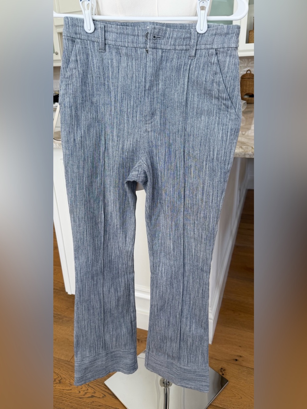 cinq a sept Blue-Gray Pinstripe Bootcut Pants